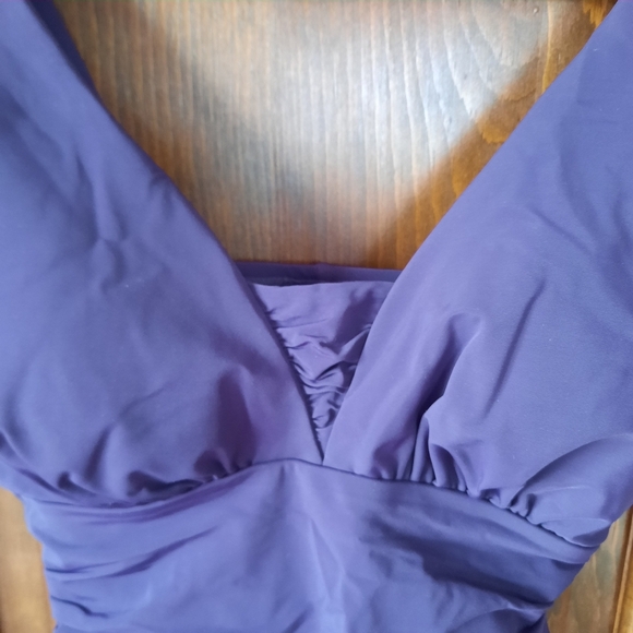 Lands' End Slendersuit Grecian Low Leg One Piece Swimsuit Blackberry 517227 - Picture 7 of 16